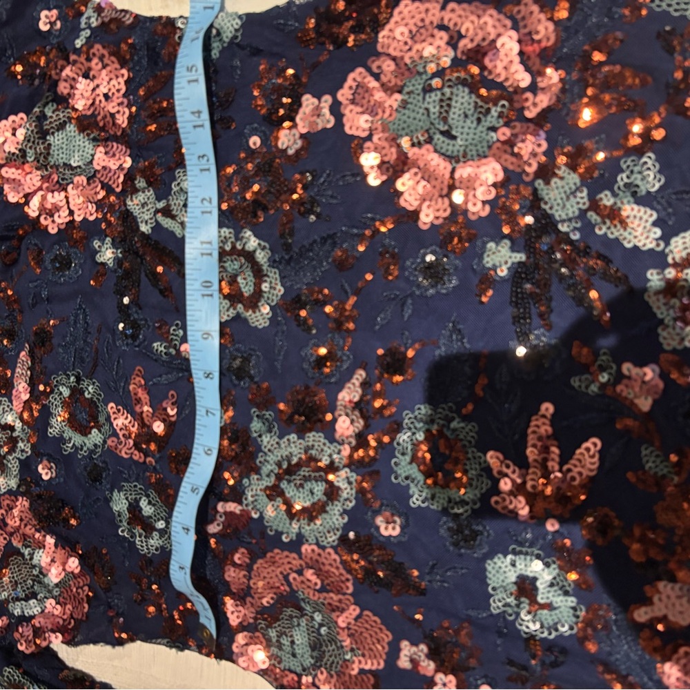 Anthropologie Floral Sequin Long Sleeve Mini Dress - Picture 13 of 16